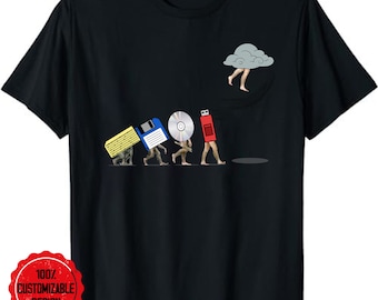 Computer Geek Funny Data Storage Evolution Technology Unisex T-Shirt, Storage Device Evolution Computer Data Funny Gift T-Shirt