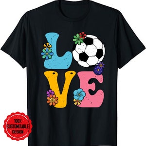 Groovy Soccer Love Cute Soccer Lover Women Teens Girls T-shirt, koszulka Soccer Lover, koszulka Soccer Mom, koszulka piłkarska, koszulka piłkarska