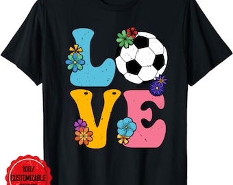 Groovy Soccer Love Cute Soccer Lover Women Teens Girls T-Shirt, Soccer Lover Shirt, Soccer Mom Shirt, Soccer Shirt, Soccer Ball Shirt