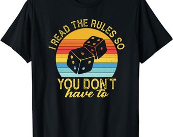 Funny I Read The Rules So You Don&#39;t Have to Board Game Gift T-Shirt, Dungeons And Dragons ,Retro Geeky tee, Board Games Outfit, Geek & Nerd