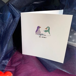 Penguins Sharing Pebbles Greeting Card - Valentines Day Card - Greeting Card - Penguin -Valentines Card - friend - Cute - I Love You