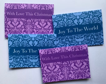 Set of 4 Brocade Inspired Patterned Christmas Cards - Christmas Card - Greeting Card - Christmas Card - Wonderful Christmas - Card Pack
