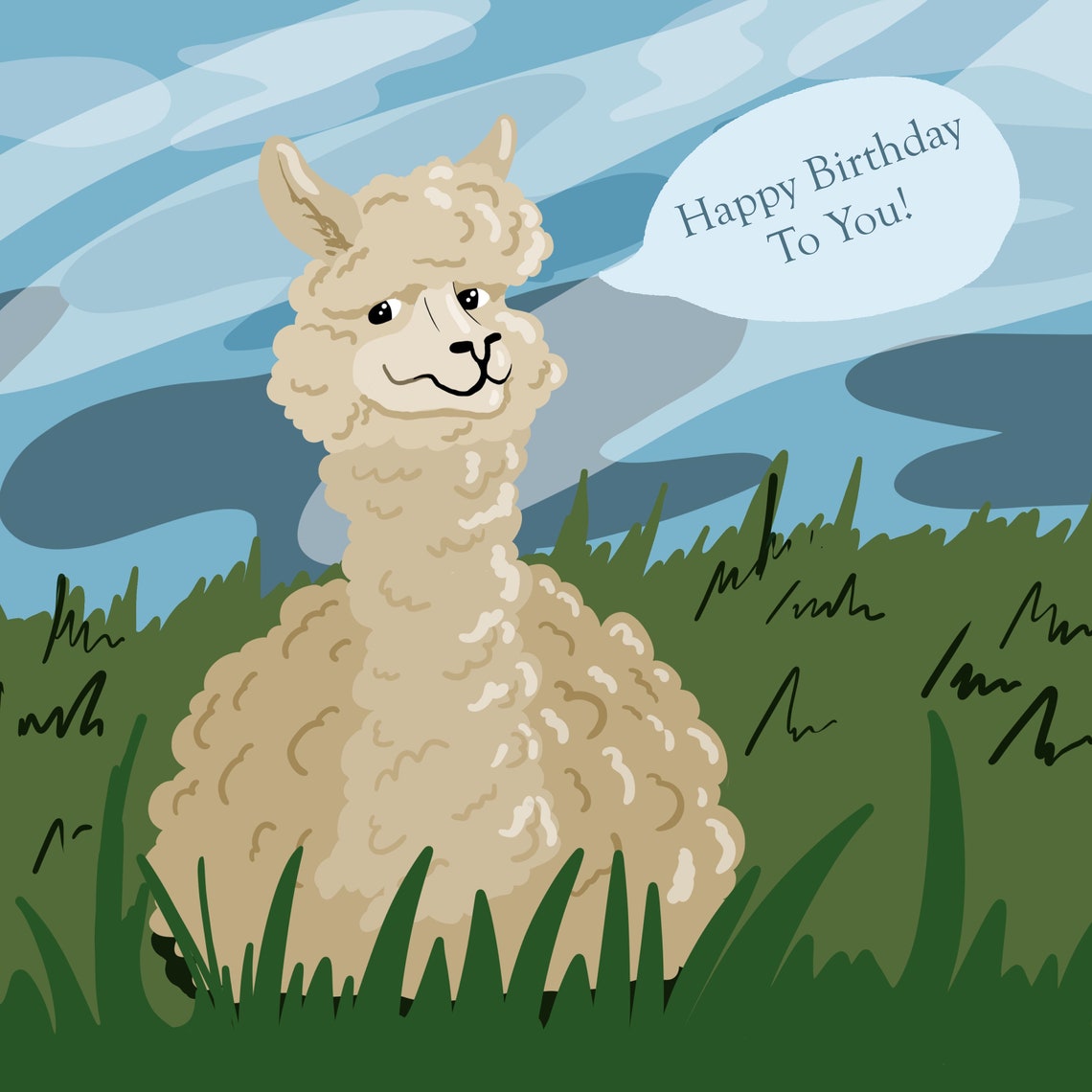 Fun Alpaca Card Greeting Card Birthday Happy Birthday | Etsy