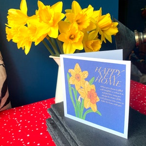 Christian New Home Greeting Card - Christian Card - Greeting Card - Welsh Daffodils - New Home - friend - Cute - I Love You - Moving Card