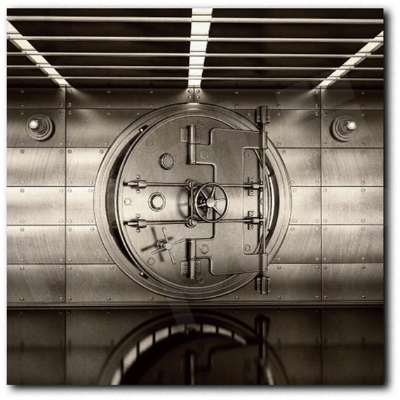 Bank Vault Door Grunge Art Canvas Poster Print Home Wall Decor
