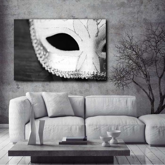Masquerade Mask Black And White Canvas Art Poster Print Home Etsy
