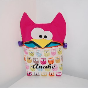 Trousse enfant chouette/ hibou PERSONNALISABLE trousse à goûter, trousse aval tracas, mange souci
