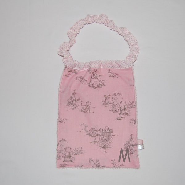 Bavoir ourson vintage rose PERSONNALISABLE, idéal cadeau naissance