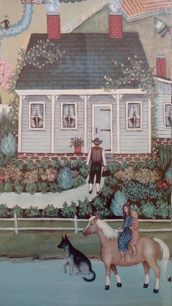 Linda Nelson Stocks Herb Cottage Signed And Number Print Americana Nostalgia Folk Art - 