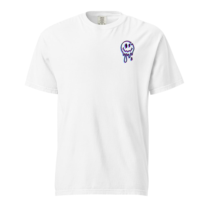 Embroidered Happy Comfort Colors T-Shirt, Minimalist Graphic Tee, Soft Shirt for Men and Women, Aesthetic Unisex T-Shirt Gift