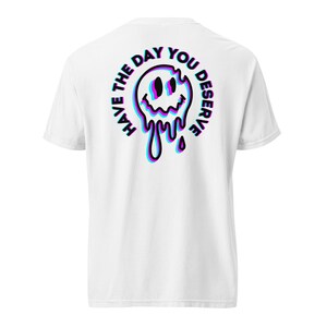 Embroidered Happy Comfort Colors T-Shirt, Minimalist Graphic Tee, Soft Shirt for Men and Women, Aesthetic Unisex T-Shirt Gift