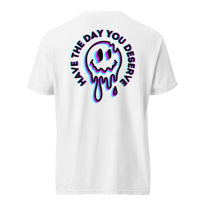 Embroidered Happy Comfort Colors T-Shirt, Minimalist Graphic Tee, Soft Shirt for Men and Women, Aesthetic Unisex T-Shirt Gift