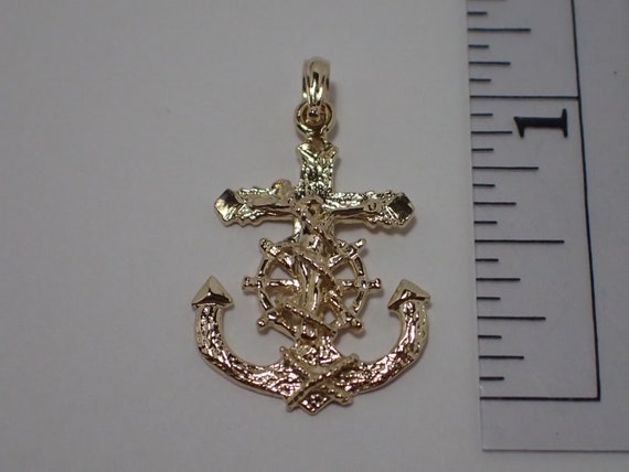 Mariners Cross Anchor Cross 1 Inch 14K 