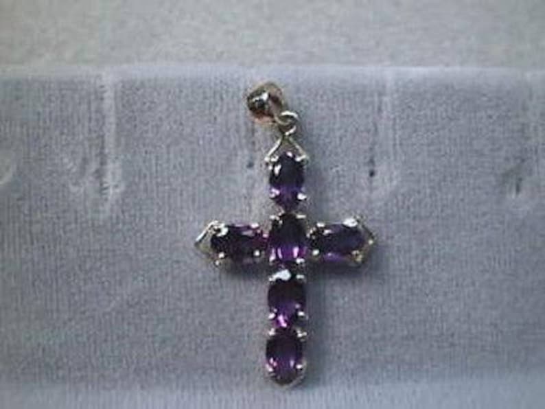 Amethyst Cross 14k Yellow 6 nice Gems 3 carats total 6x4mm Ovals gems