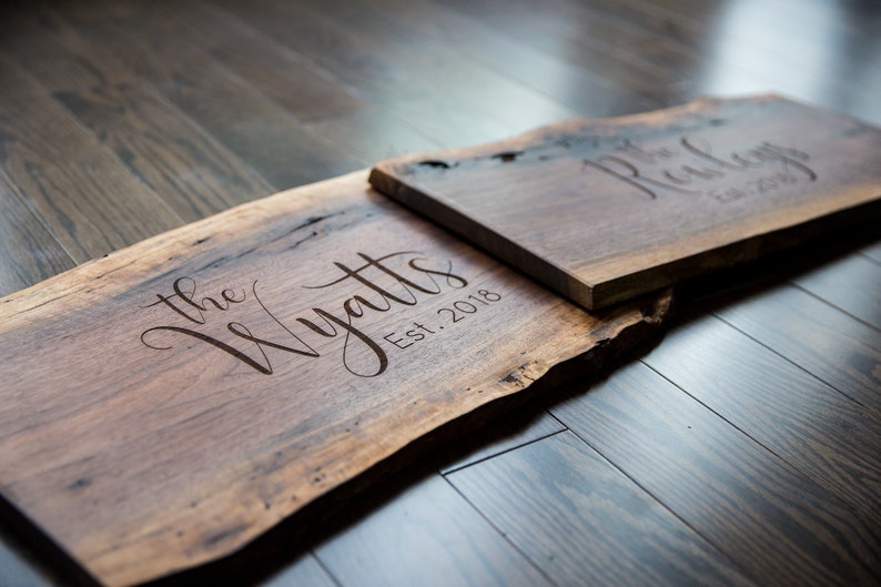 Live Edge Personalized Cheese Board Cutting Board or Sign