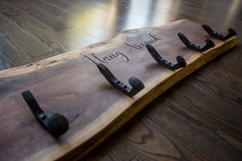 Custom Engraved Live Edge Coat Rack Etsy