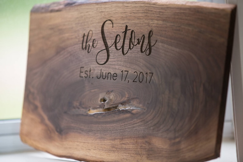 Live Edge Personalized Cheese Board Cutting Board or Sign