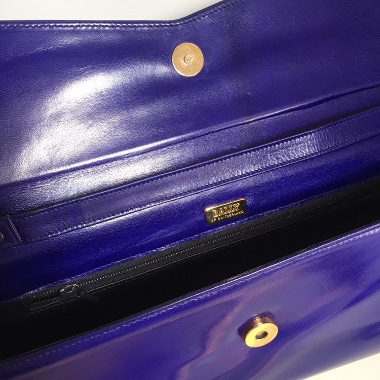 Bally vintage tas jaren '80 blauw paars echt leer Tassen & portemonnees Handtassen Crossbodytassen 