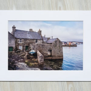 Photograph of Shetland | Lerwick Lodberrie Print | Shetland Isles House Photo | Scottish Islands Wall Art | Mounted Photographic Print White