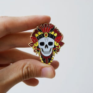 Mictlantecuhtli Enamel Pin - Aztec God - Skull - Glow in the dark