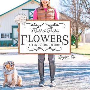 SVG/PNG- Flower Market Sign Quote, Decorative Border, Fresh Flowers, Fresh Flower Market Farmhouse Quote, Spring Sign Design