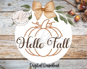 SVG/PNG- Hola otoño con diseño de calabaza dividida, archivo de suspensión de puerta de otoño, hola otoño, otoño, cricut, archivo de corte, diseño de suspensión de puerta