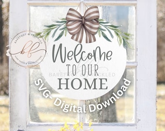 SVG/PNG- Bienvenido a nuestro Home Door Hanger svg, Farmhouse Sign Wording, Welcome Door Hanger svg
