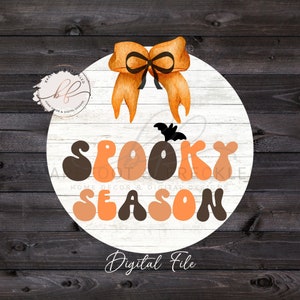SVG/PNG- Spooky Season Door Hanger SVG, Retro Halloween, Bats, Cute Door Hanger File, Cricut