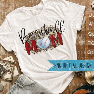 Baseball Mom with Leopard PNG Design for Tshirt Sublimation, Baseball PNG