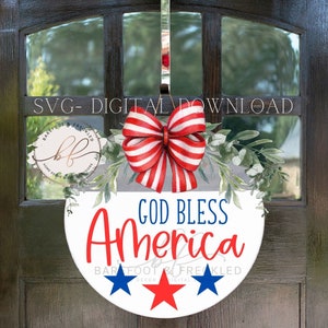 SVG/PNG- God Bless America Door Hanger Design, 4th of July Door Hanger svg/png, Americana Door Hanger, America, Independence Day svg