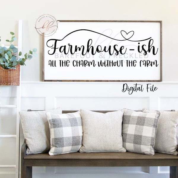SVG/PNG- Farmhouse-ish all the charm without the farm, Funny Farmhouse Quote, Farmhouse Sign Design