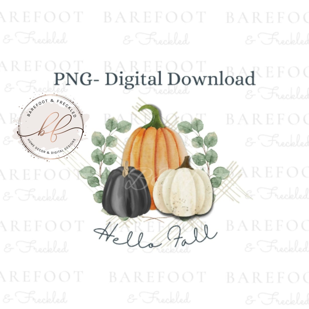 Hello Fall With Pumpkin Trio PNG Design for Sublimation Tshirts ...