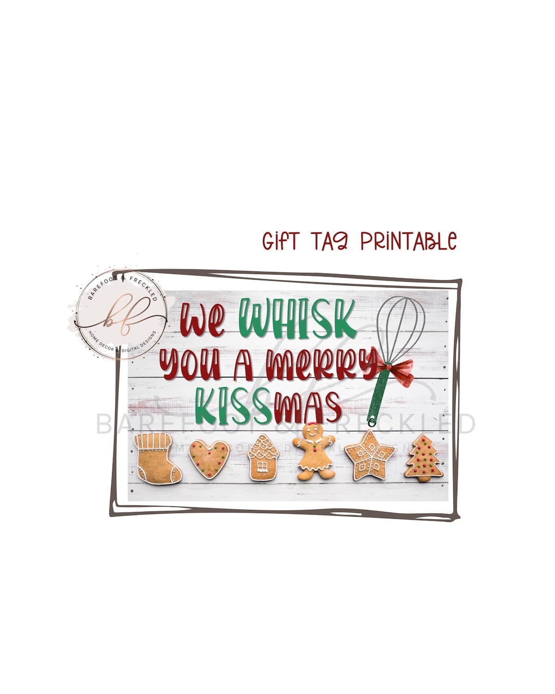 PDF Printable- We Whisk You A Merry Kissmas Gift Tags, Whisk Kissmas Gift Tag Printable - Etsy for Free Printable I Whisk You A Merry Kissmas Printable
