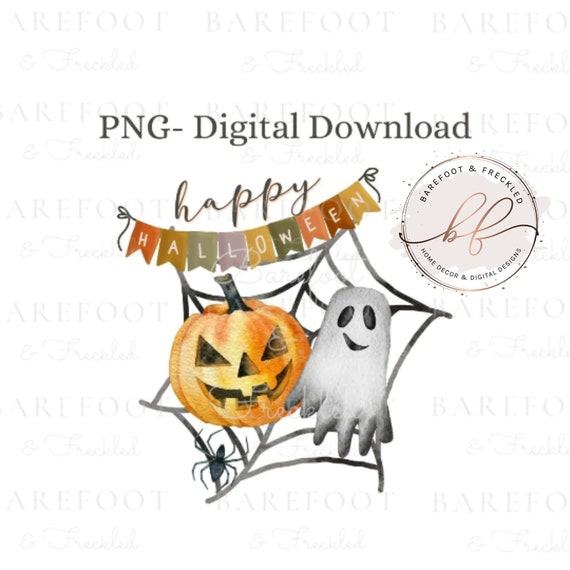 Happy Halloween with Ghost and Pumpkin png for Sublimation, Halloween Tshirt Design