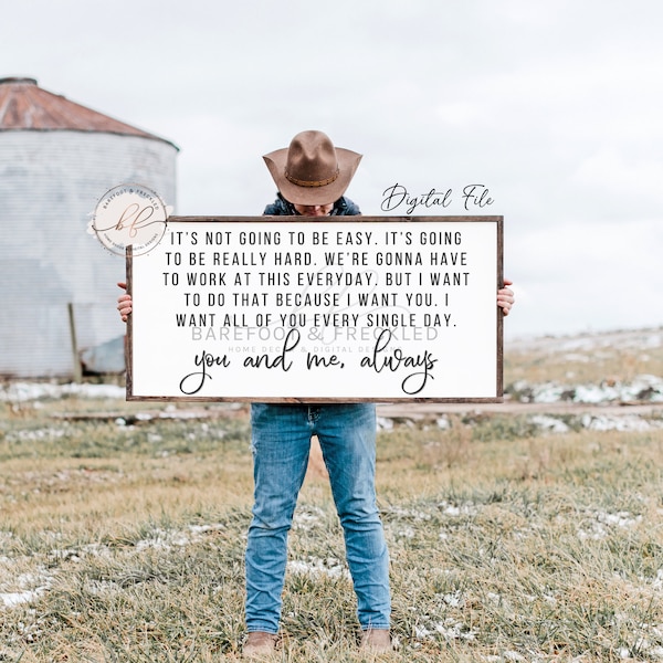 SVG/PNG- It's not going to be easy, I want you everyday, you and me always, couples quote, farmhouse quote, farmhouse sign quote,