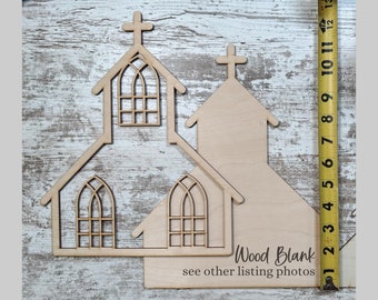 Laser Cut 11 inch Wooden Church Blank, Chapel, Craft Wood Blank, Church Cutout, Church Craft Kit