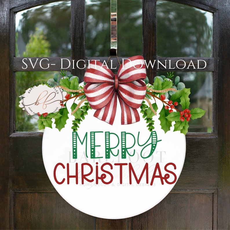 SVG Merry Christmas Door Hanger Svg Etsy