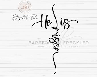 SVG/PNG- He is Risen Cross Shape Wording, Easter, Resurrection Sunday, Christian, Digital File