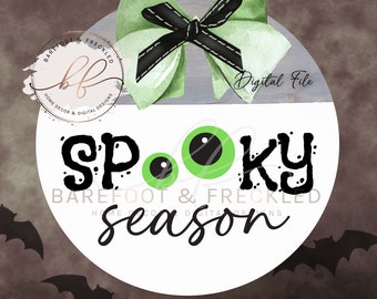 SVG/PNG- Spooky Season Halloween Door Hanger svg, Monster Eyes, Cricut File