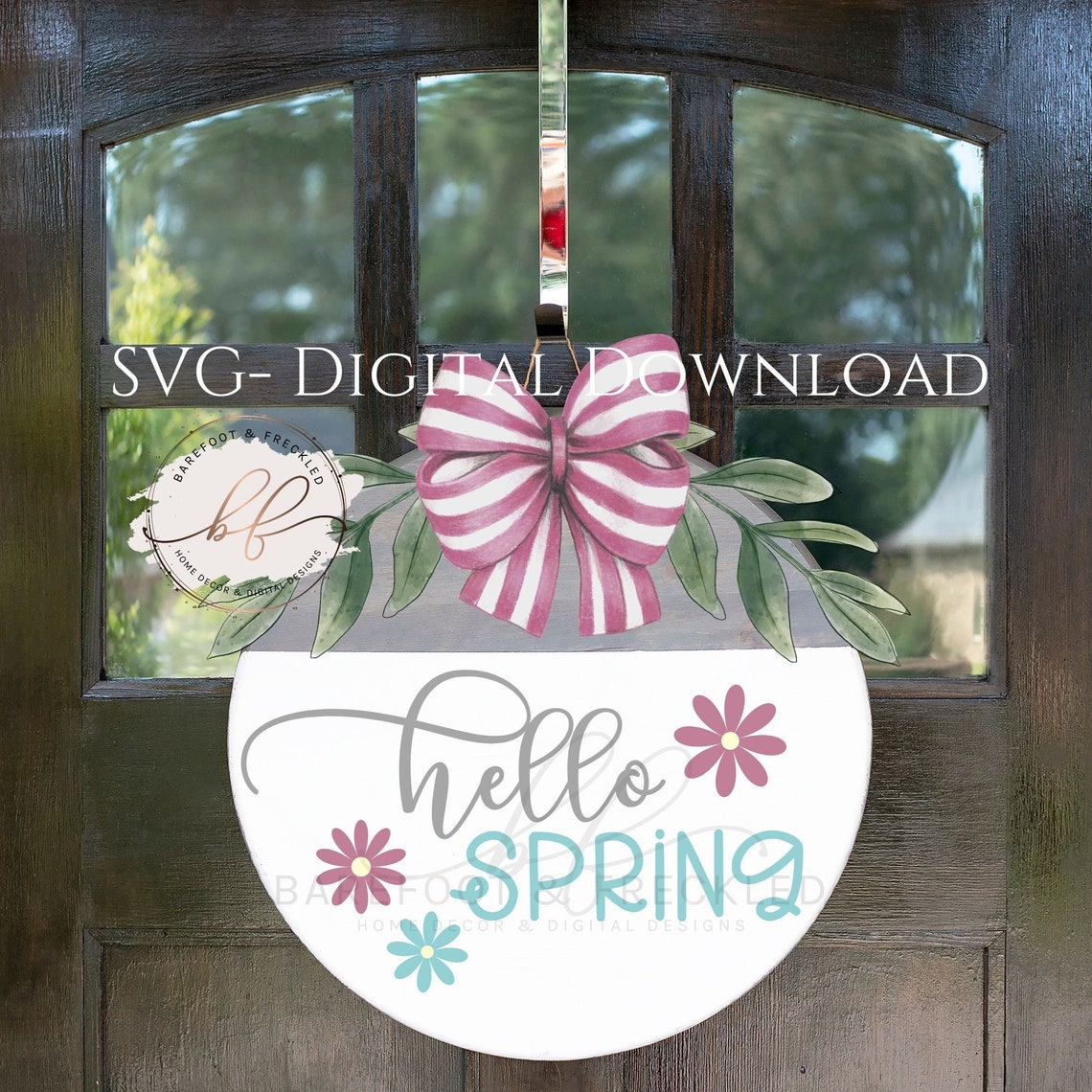SVG/PNG Hello Spring Door Hanger Svg Hello Spring With Etsy