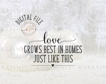 SVG/PNG- Love grows best in homes just like this, Home, Family, Love, Farmhouse, Quote for Sign