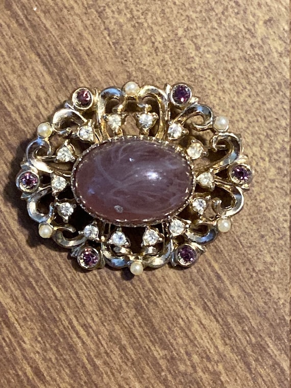 Gorgeous Vintage Pin/Brooch With Purple Stones an… - image 1