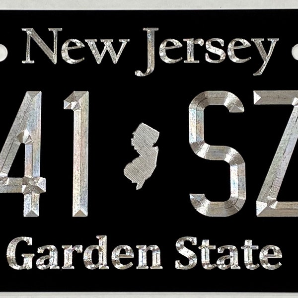 New Jersey NJ State License Plate Motorcycle Bike Moped 7x4 Tag Custom Diamond Etched / Engraved Aluminum Metal Weatherproof & Rustproof