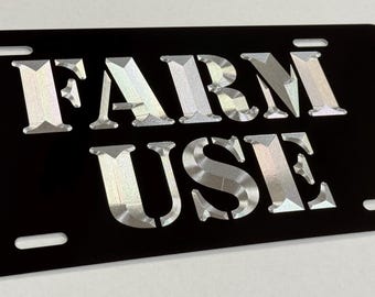 Placa de matrícula grabada para uso agrícola, etiqueta frontal para automóvil con grabado de diamante en metal de aluminio, resistente a la intemperie y al óxido.
