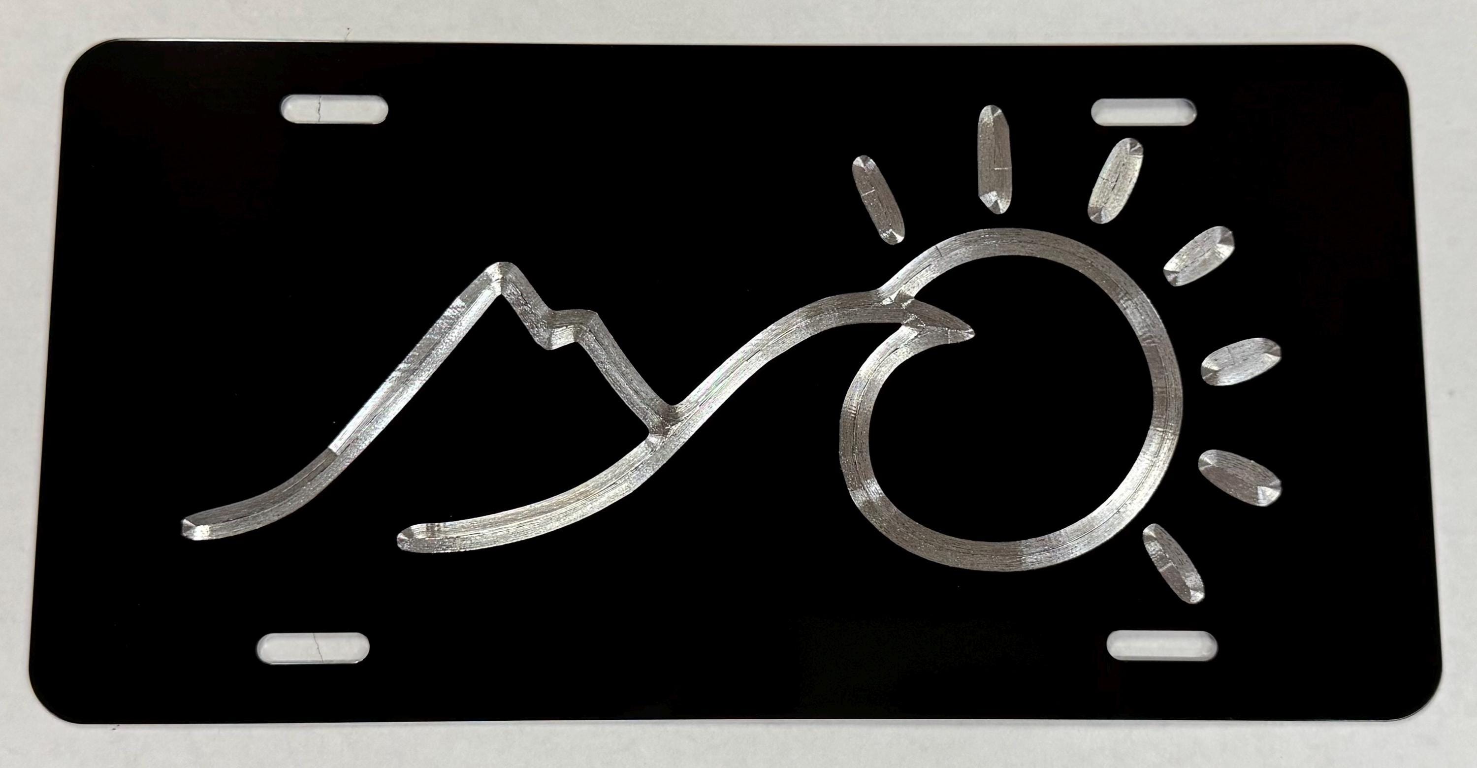 Mountains Ocean Wave Sun License Plate Car Tag Diamond Etched on