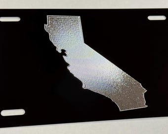 Placa de matrícula del estado de California, etiqueta para automóvil grabada con diamante en aluminio negro, resistente a la intemperie y al óxido.