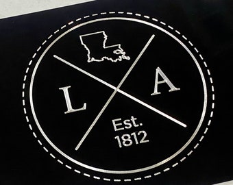 Engraved Louisiana LA State New Flag Diamond Etched License Plate Aluminum Metal Black Car Tag weatherproof and rustproof Great Gift