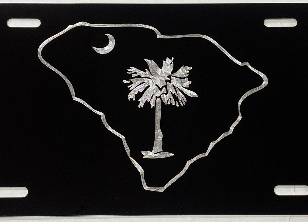 Engraved SC South Carolina State Palmetto Palm Tree License Plate Car