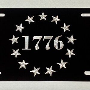 1776 Betsy Ross US Flag License Plate Patriotic Car Tag Diamond Etched ...