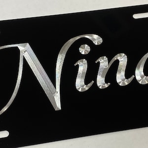 Engraved Custom Personalized Your Name or Text License Plate Car Tag Diamond Etched on Aluminum Metal Weatherproof & Rustproof